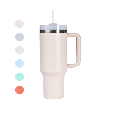 BP003 stainless steel handled tumbler with straw and color options